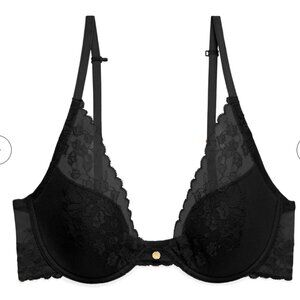 NWT Natori 36D Women's Black Dark Grey Lace Bra Convertible